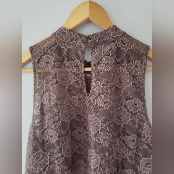 Maurices Brown High Neck Sheer Lace Boho Top size XXL - Picture 8 of 11